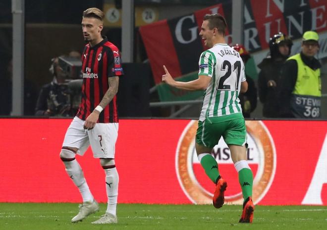 Lo Celso celebra su gol al Milan.