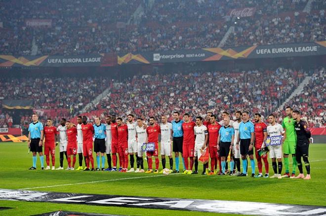 El Sevilla, en un partido de la pasada edición de la Europa League.