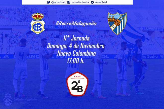 Horario del Recreativo-Atlético Malagueño. (@recreoficial)