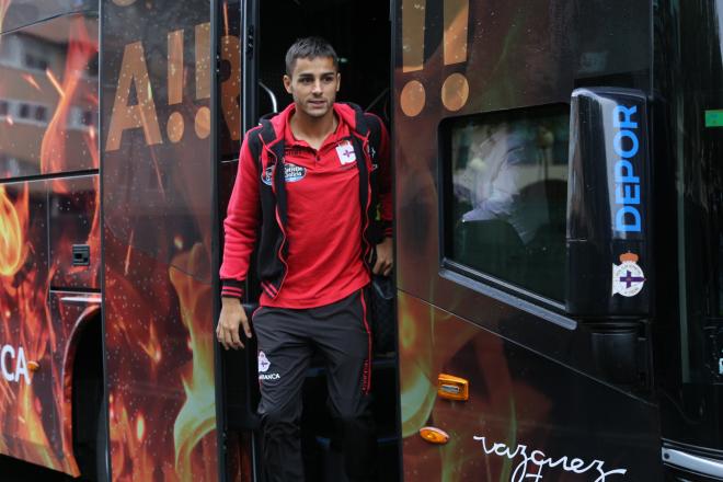 David Simón, a su llegada al Estadio de Riazor (Foto: Iris Miquel).