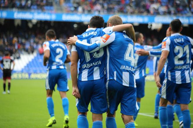 Celebración del segundo gol del Deportivo contra el Reus (Foto: Iris Miquel).