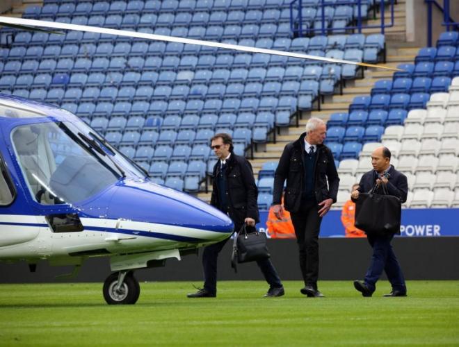El presidente del Leicester, con el helicóptero.