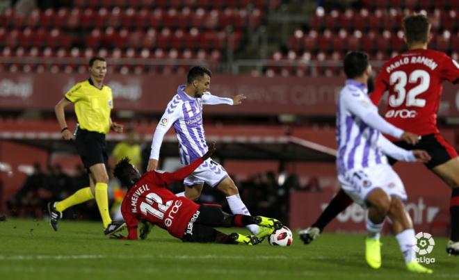 Óscar Plano, en una jugada ante el Mallorca en Copa del Rey (Foto: LaLiga).