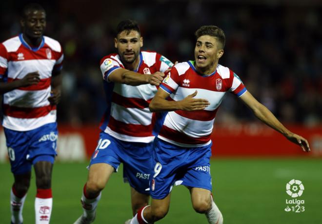 Los jugadores del Granada celebran un gol frente al Mallorca (Foto: LaLiga).