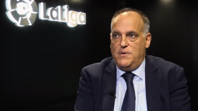 Javier Tebas, durante la entrevista.