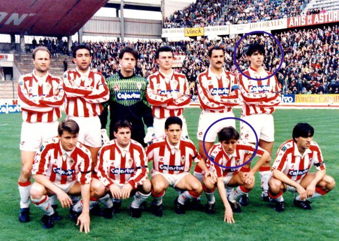 Muñiz y Juanele, en un once del Sporting en 1992.