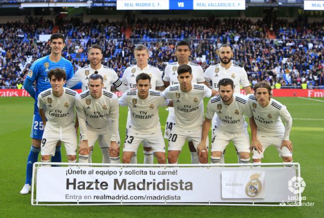 Alineación titular del Real Madrid en el partido ante el Valladolid.