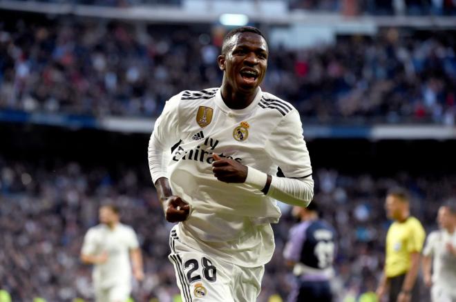 Vinicius celebra su gol ante el Valladolid.