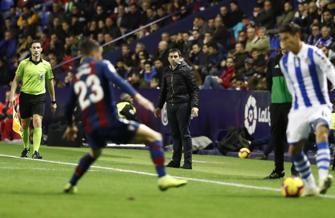 Asier Garitano, durante el Levante-Real Sociedad (Foto: David González).