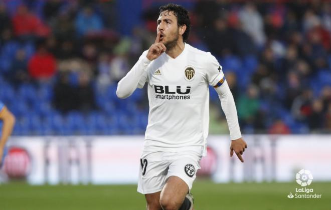 Dani Parejo celebra el 0-1 en Getafe. (Foto: La Liga)