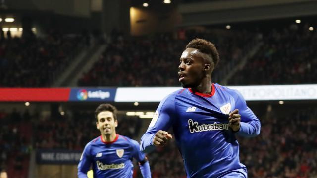 Iñaki Williams celebra su segundo gol en el Wanda ante el Atlético (Foto: LaLiga).