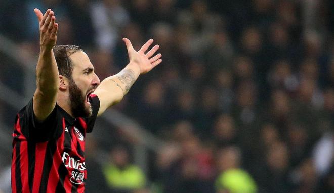 Gonzalo Higuaín, en el Milan-Juventus.