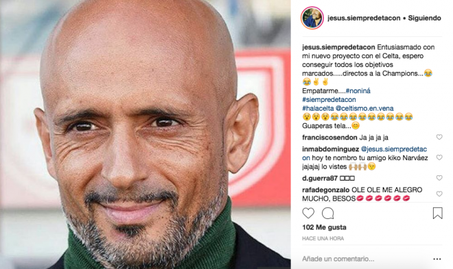 Jesuli, exjugador del Celta, bromea en Instagram con su parecido físico con Miguel Cardoso, el nuevo entrenador celeste.