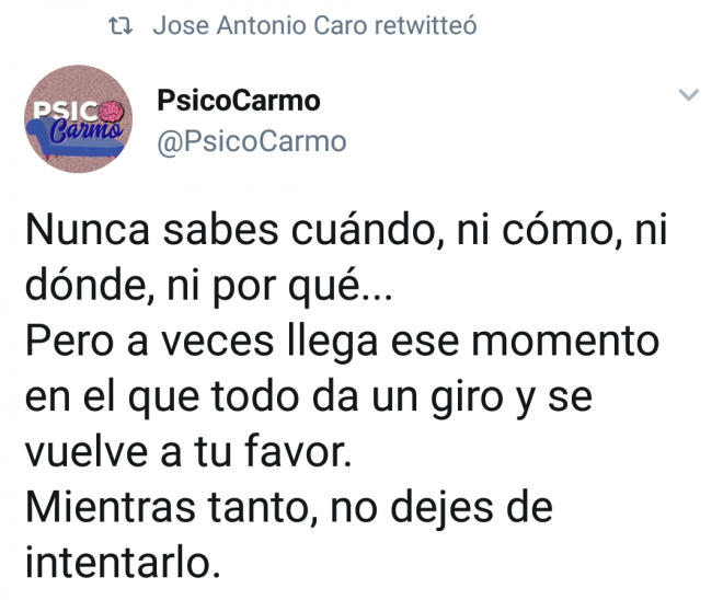 Mensaje retuiteado por José Antonio Caro.