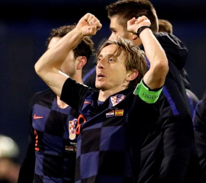 Modric celebra la victoria ante España.