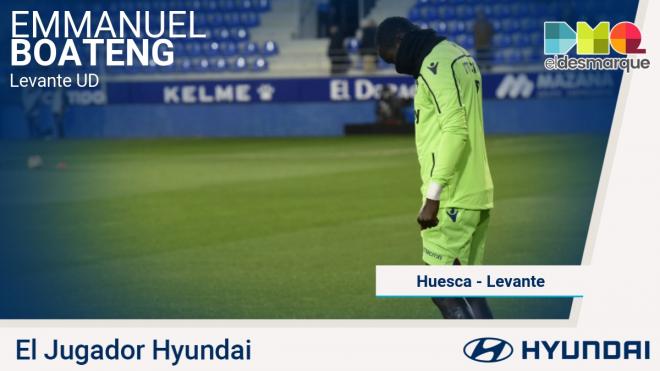 Boateng, jugador Hyundai del Huesca-Levante.