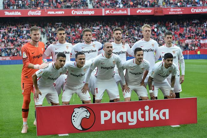 Once del Sevilla ante el Valladolid. (Foto: Kiko Hurtado).