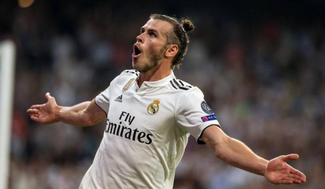 Gareth Bale celebra su gol a la Roma.