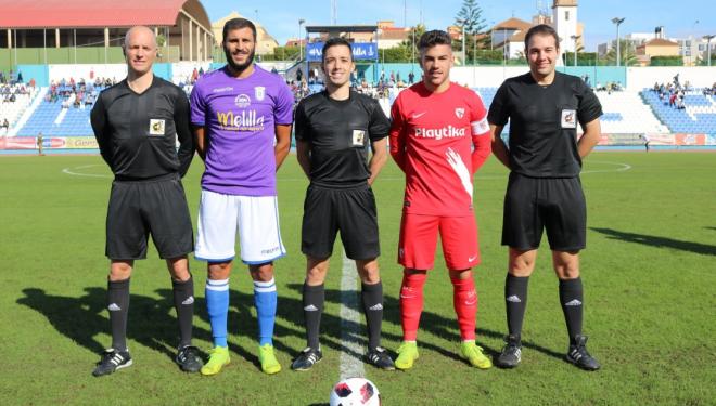 Instantánea de la previa del último choque del filial del Sevilla. (@SevillaFC)