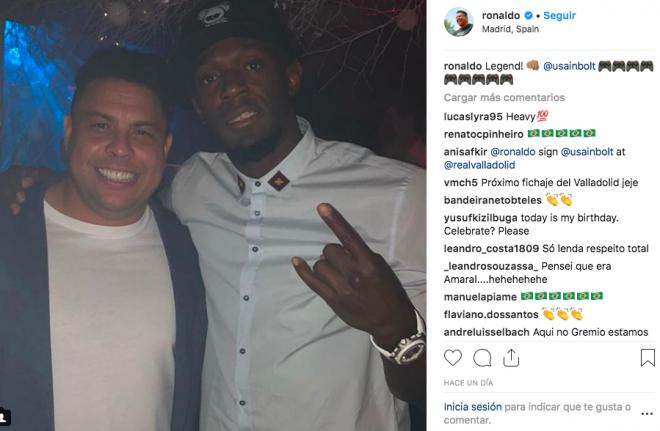 Ronaldo y su publicación en Instagram con Usain Bolt.