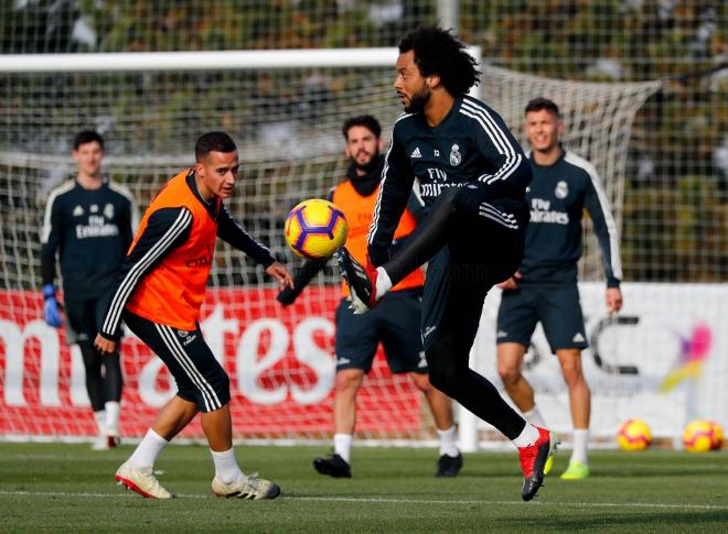 Marcelo en la última sesión de entrenamiento. (Foto: Real Madrid)