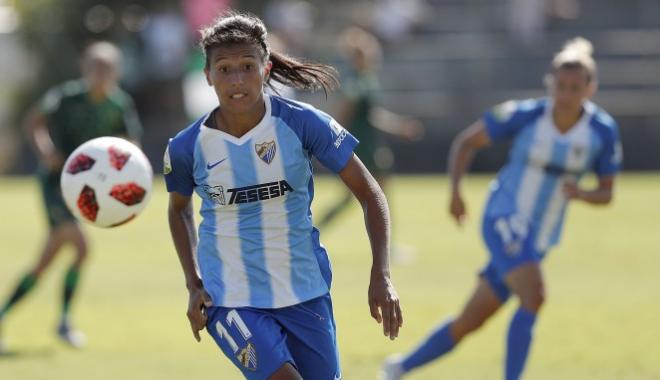 Pamela, durante un partido del Málaga Femenino.