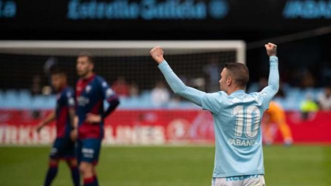 Iago Aspas celebra el 1-0 ante el Huesca.