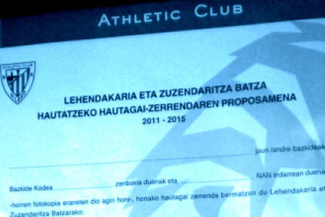 Papeletas electorales del Athletic Club en las elecciones del año 2011