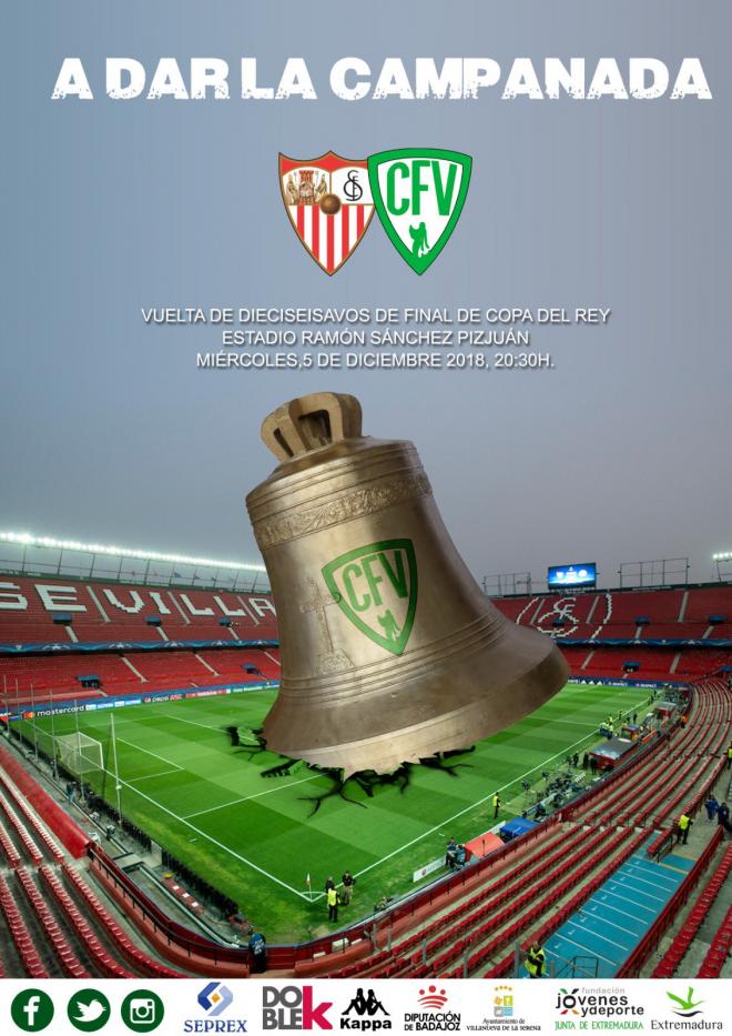 El cartel del Villanovense para el partido de vuelta ante el Sevilla.