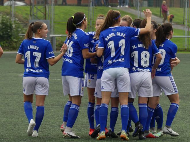 El Real Oviedo Femenino festeja uno de los goles ante el Oceja (Foto: ROV Fem).