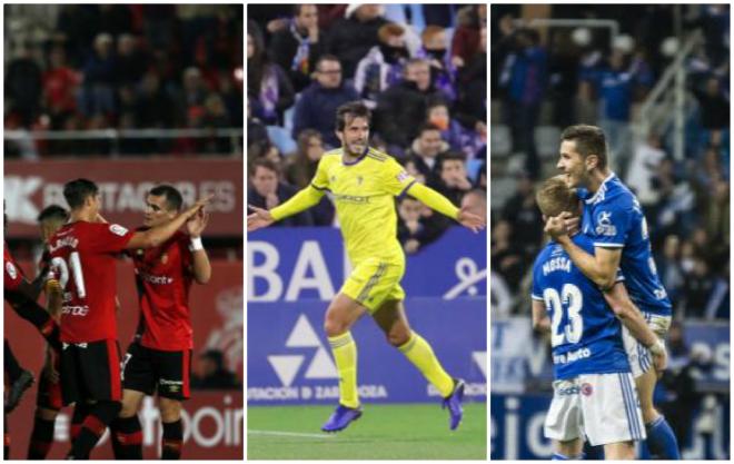Mallorca, Cádiz y Oviedo son los próximos rivales del Málaga (Fotos: LaLiga).