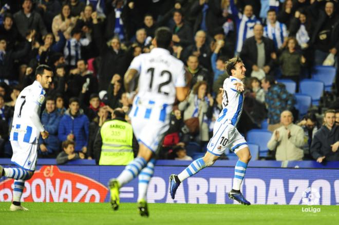Oyarzabal celebra su gol en Copa ante el Celta (Foto: LaLiga).