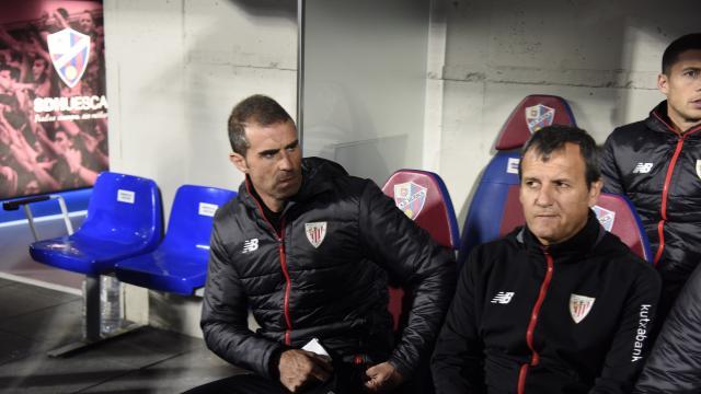 Gaizka Garitano y Patxi Fererira en choque de copa de El Alcoraz (Foto: LaLiga).