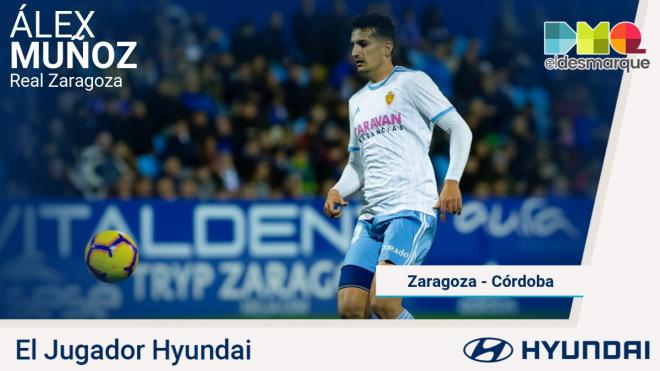 Álex Muñoz, jugador Hyundai del Real Zaragoza-Córdoba.
