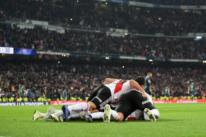 Los jugadores de River Plate celebran el título de la Copa Libertadores.