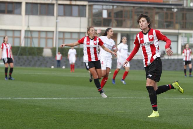 Erika Vázquez celebra un gol al Sevilla (Foto: Athletic Club).