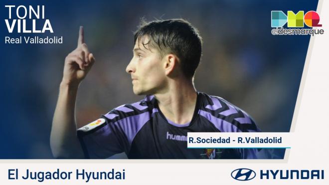 Toni Villa, Jugador Hyundai del Real Sociedad-Real Valladolid.