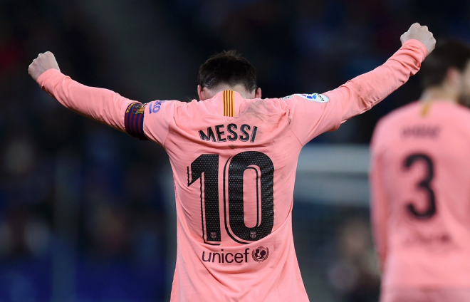 Messi, celebrando un tanto.