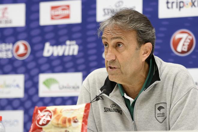 Luis Casimiro, en la sala de prensa del Carpena.