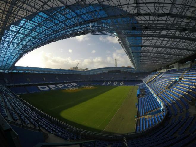 El interior del Estadio de Riazor, a 'ojo de pez' (Foto: Concello de A Coruña).