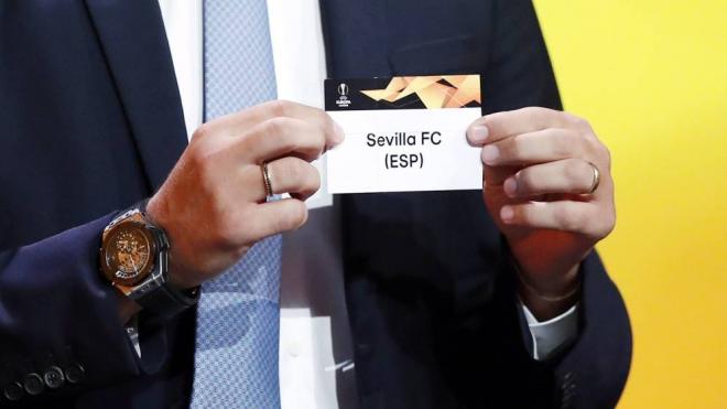 La papeleta sevillista, en un sorteo de la Europa League.