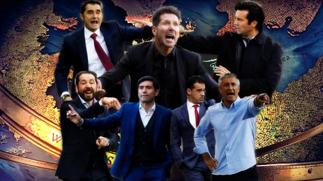 Los entrenadores de los clubes españoles aún en liza en Europa.