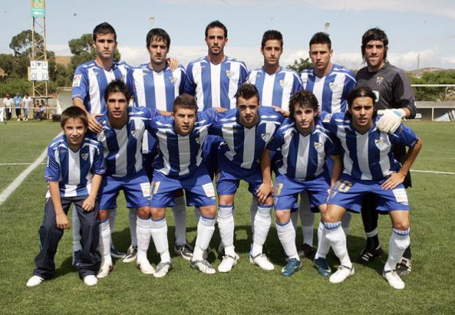 Una formación inicial del Málaga B en la temporada 2008/2009 (Foto: www.malagacf.com).