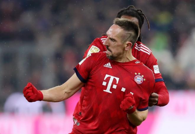 Ribery celebra un gol con el Bayern.