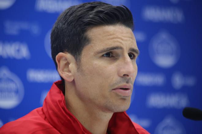 Vicente Gómez, en la rueda de prensa en Riazor (Foto: Iris Miquel).