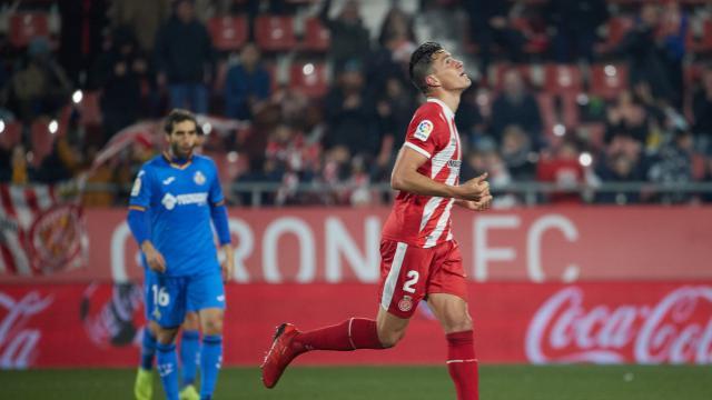 Bernardo celebra un gol con el Girona.