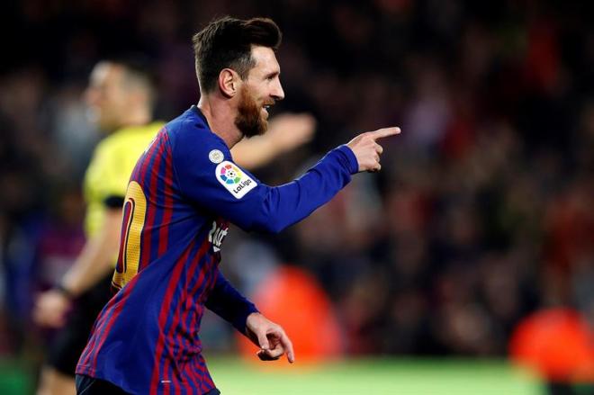 Messi celebra su gol ante el Celta.