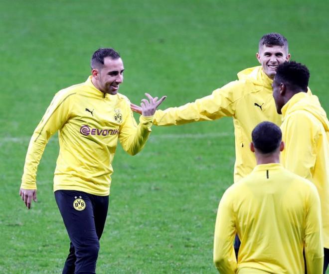 Paco Alcácer, en un entrenamiento con el Borussia Dortmund (Foto: EFE).