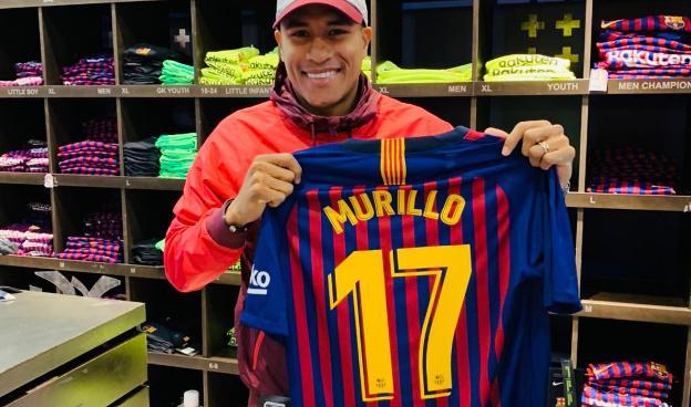 Murillo, presentado como nuevo jugador del FC Barcelona.