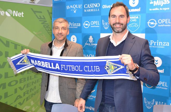 David García Cubillo y Héctor Morales, entrenador y director general del Marbella.